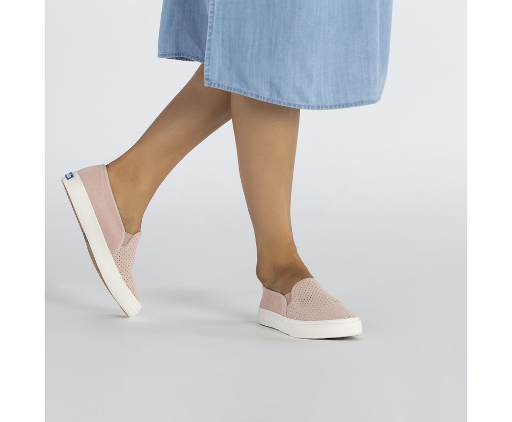 Slip Ons Keds Femme Rose - Double Decker Perf Suede - 326-GLTXKE